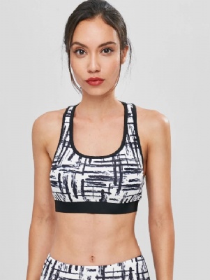 WOMEN YOGA BRAS SPORT PRINTTED BRA TOPS