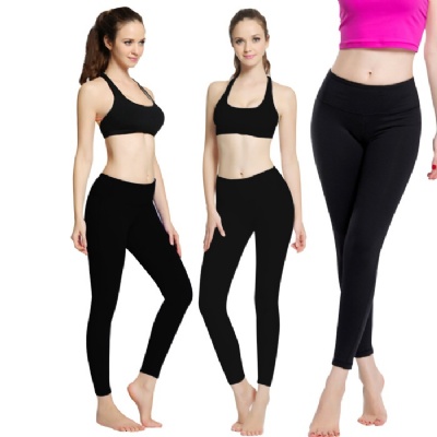 WOMEN BLACK YOGA PANTS LADIES FITNESS PLAIN LEGGINGS