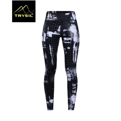 WOMEN BLACK AND WHITE PRINTTED TIGHTS YOGA LEGGINGS FITNESS PANTS