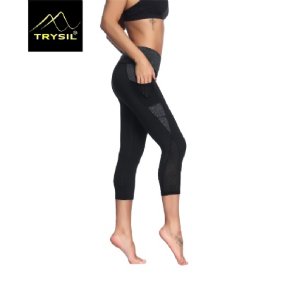 WOMEN CROPPED YOGA PANTS SPORT CAPRI LEGGINGS FOR FEMALE