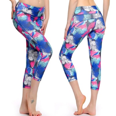 LADIES ATHLETIC PRINTTED CAPRI PANTS YOGA LEGGINGS